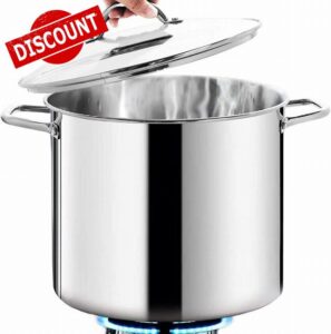 HOMICHEF Large Nickel Free Stainless Steel Stock Pot with Lid (30 cm