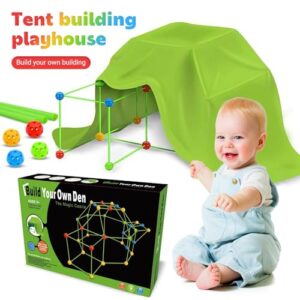 120Pcs Kids Den Building Kit Glow in the Dark Fort Construction Toys DIY Play Tent Indoor & Outdoor Build Your Own Den for Boys & Girls