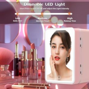 Skincare Fridge with Dimmable LED Mirror