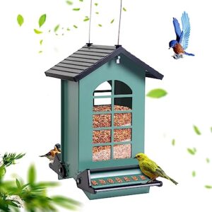 Metal Hanging Bird Feeder with Bilateral Weight-Activated Perches