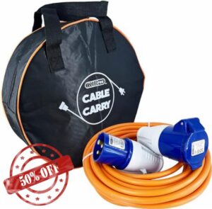 KIRFEE® 12M Electric Hook Up Cable Extension Lead With Cable Carry Bag
