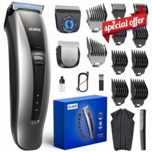 GLAKER Hair Clippers for Men Cordless - 2 in 1 Hair Trimmer with 10 Guards