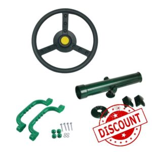 Kids Toys Climbing Frame Accessory Bundle Play Telescope Safety grab handles Steering wheel Tree house accessories Play Den (Green)