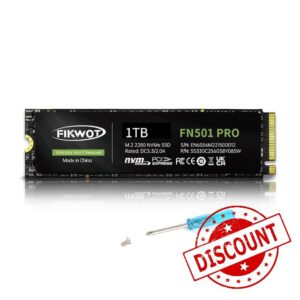 Fikwot FN501 Pro 1TB NVMe SSD - M.2 2280 PCIe Gen3 x4 Internal Solid State Drive with Graphene Cooling Sticker