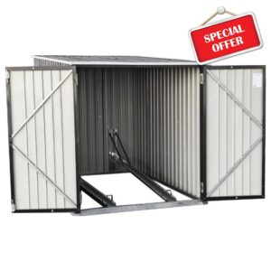 Panana Garden Storage Shed Bike Metal Pent Tool Shed House Galvanized Steel 2 Removable Gravity Locking Racks Can Put 2 Bicycles