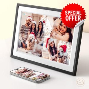 Zcyge Smart Cloud Digital Photo Frame Wifi 10.1 Inch Recording Picture Frames Built in 32GB Electronic photo frame with Video Clips and Photos Instantly Share via Email or App