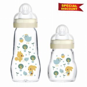 MAM Feel Good Glass Baby Bottle Pack of 2 (170 ml & 260 ml)