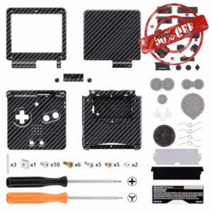 IPS Ready Upgraded eXtremeRate Graphite Carbon Fiber Patterned Custom Replacement Housing Shell for Gameboy Advance SP GBA SP – Compatible with Both IPS & Standard LCD – Console & Screen NOT Included