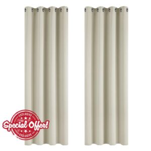 Deconovo Super Soft Eyelet Curtains Thermal Insulatde Blackout Curtains for Livingroon 46 x 54 Inch Light Beige 2 Panels