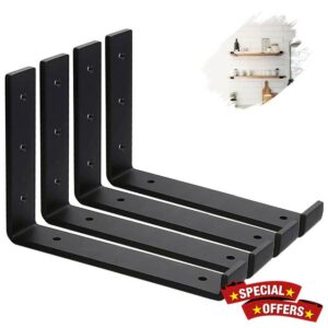 MLOQI 4 Pack Black Shelf Brackets Heavy Duty