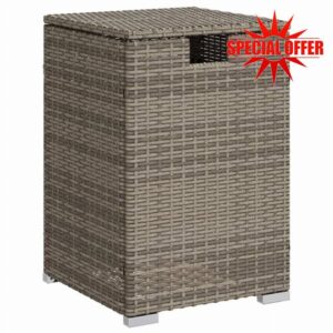 idaXL Propane Tank Cover Table - Grey Poly Rattan Outdoor Patio Side Table with Storage for 9 kg Gas Tanks