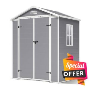 XEMQENER Plastic Garden Storage Shed with Floor