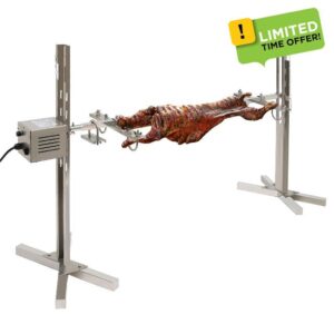 Electric Barbeque Rack Rotisserie Grill 2.5 RPM Bbq Rotisserie Kit with Motor Electric BBQ Grill X Shaped Bracket Outdoor Adjustable Height BBQ Rack for Picnic Garden Terrace Camping 20W