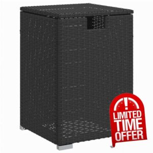 idaXL Black Propane Tank Cover/Table - Poly Rattan & Steel