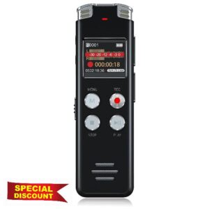 64GB Digital Voice Recorder with Voice Activated Recording and Playback - EVISTR L357 USB Rechargeable Dictaphone | Dictation Machine with MP3 Playe