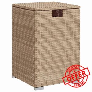 idaXL Propane Tank Cover Table - Beige Poly Rattan Gas Storage Holder for Outdoor Patio