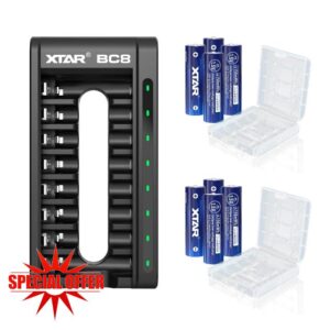 Rechargeable battery aa with charger XTAR 1.5V lithium aa battery with charger BC8 (BC8 Charger+8 * 1.5V AA 4150mWh)