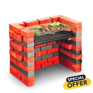 Trendi DIY Brick Charcoal BBQ Barbecue Stainless Steel Cooking Grill Kit | Ash Tray | Outdoor Cooking | Garden | 2 Piece grill rack