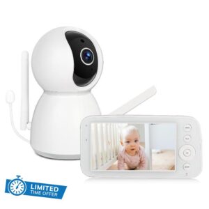 Byxsb 5-inch baby monitor 1080P camera 360° swivel 720P HD screen double zoom night vision two-way conversation with 10 lullabies