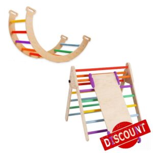 BommJokker Climbing Triangle for Kids Montessori Climber Ladder Slide Toddlers Rock with ramp and arch (colour)