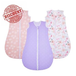 Lilian&Gema Baby Sleep Sack 6-12 Months 3 Pack Lightweight 0.5 TOG Wearable Blanket Baby Sleep Bag with 2-Way Zipper for Newborn Infant Pink