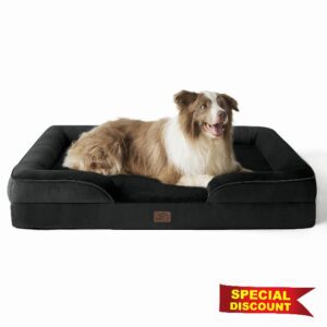Bedsure Large Dog Bed Sofa - Washable Orthopedic Dog Beds and Couch with Removable Flannel Cover