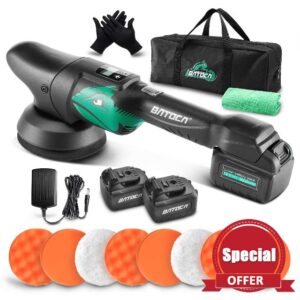 BATOCA S2 Cordless Car Polisher Buffer Sander Dual Action Orbital Polishing Machine Polish Kit with 2PCS 5Ah Battery 5inch Pad for Car Floor Boat Polishing Sanding Cleaning