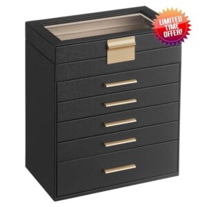 SONGMICS Jewellery Box with Glass Lid