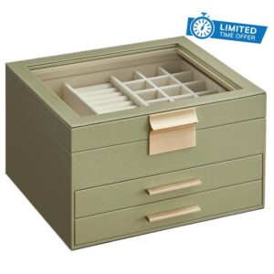 SONGMICS Jewellery Box with Glass Lid