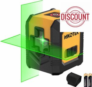 Nikotek Green Laser Level Self-Leveling Bright Green Beam Horizontal and Vertical Cross Line Laser for Home Decoration DIY etc.Carrying Pouch Battery Included