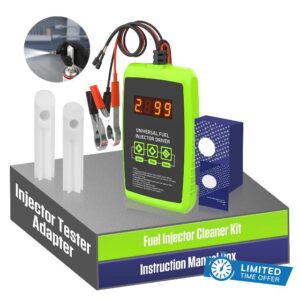 BELEY 12V Automotive Fuel Injector Tester Car Fuel Injector Cleaner Tool Kit with 6 Pulse Modes & 4 Adapters