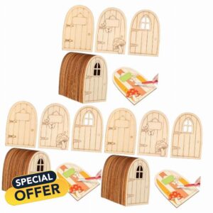 HEMOTON 108 Pcs Wooden Garden Toy Ornaments for Small Tree Fairy Elf Door Kit Dog Accessory Wooden Dollhouse Unpainted Wood Toy Fairy Doors for Skirting Board Craft Toys Mini Wood Chips