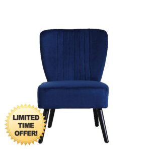 Neo® Crushed Velvet Shell Scallop Accent Occasional Chair Armchair Dining Furniture (Midnight Blue