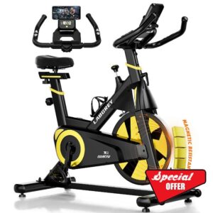 Labgrey Exercise Bike Magnetic Resistance Indoor Cycling Bike Stationary Cycle Bike with Heart Rate Sensor & Comfortable Seat Cushion