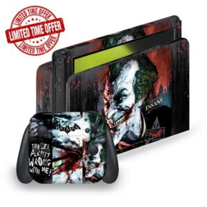 Head Case Designs Officially Licensed Batman Arkham City Joker Wrong With Me Graphics Vinyl Sticker Gaming Skin Decal Cover Compatible With Nintendo Switch OLED Bundle