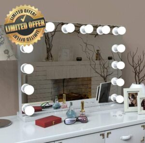 LIANWANG Hollywood Style Makeup Mirror with Lights,Large Cosmetic Vanity Mirror with 3 Light Modes 50x42CM for for Home