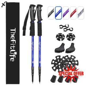 TheFitLife Hiking Walking Trekking Poles - 2 Pack With Antishock And Quick Lock System