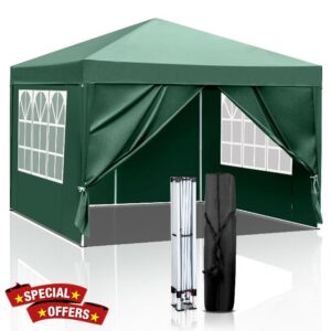 Pop Up Gazebo 3m x 3m with Sides Easy One Person Setup Instant Outdoor Canopy Folding Garden Gazebo Party Tent Gree