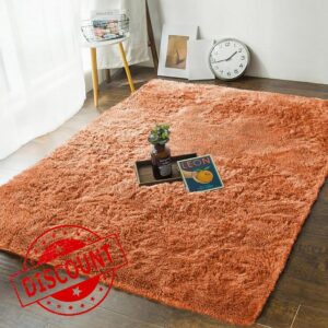 MOONLIGHT20015 Rugs Living Room Large 160x230 cm – Fluffy Shaggy Rust Area Rugs for Bedroom Non-Slip – Modern Super Soft Thick Pile Plush Carpet Non Shedding Easy To Clean Rug