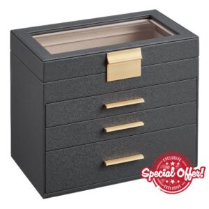 SONGMICS Jewellery Box with Glass Lid