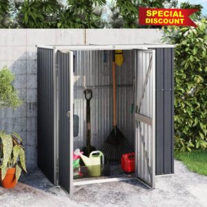 Homgoday Garden Tool Shed Anthracite 161x89x161 cm Galvanised Steel