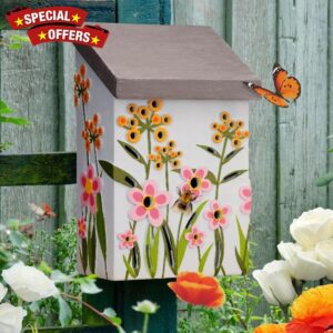 Muldale Insect Hotel for Garden - Butterfly House for Ladybird Bug Bee - Lady Bug House - Weatherproof Hand Painted Brightly Coloured Bug and Insect House - Gift Boxed - Light Blue