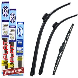 alca Wiper Blades Flat Hook Fits Ford Fiesta 2003-2008 Full Set Front And Rear Wipers AH 22"16"10"ARC