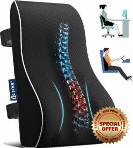 Qutool Lumbar Support Pillow for Office Chair Car Memory Foam Back Cushion for Back Large Back Pillow for Computer