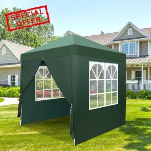 Bonnlo Pop Up Gazebo 2x2m Gazebo with Sides Easy One Person Setup Instant Outdoor Canopy Folding Garden Gazebo Party Tent (Green)