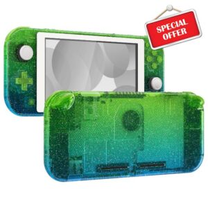 eXtremeRate Glitter Gradient Translucent Green Blue DIY Replacement Shell for Nintendo Switch Lite