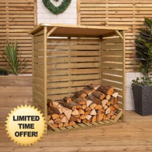 123cm x 115cm Large Wooden Outdoor Garden Patio Log Store Shed