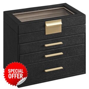 SONGMICS Jewellery Box with Glass Lid