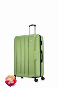 FLYMAX 24" Medium Suitcase Super Lightweight 4 Wheel Spinner Hard Shell ABS Luggage Hold Check in Travel Case 65 Litre Lime