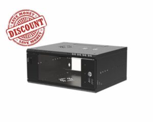 Stalflex | Server Rack Data Cabinet - 19 Inch 4U 450mm Deep Wall Mounted Networking Rack Enclosure for Home Office Server Room | Adjustable Mounting Rails (Black (RAL 9005)